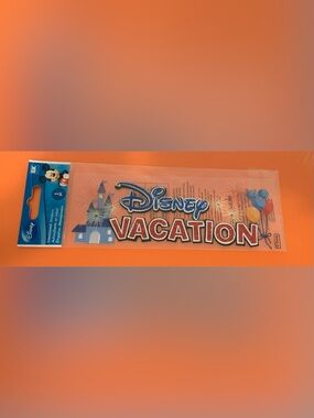 Disney Blue and Red VACATION Sticker with Castle and Balloons